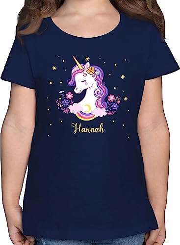 T-Shirt Mädchen - Einhorn Unicorn - 116 (5/6 Jahre) - Dunkelblau - und t Shirts Kinder Kind Tshirt Name Shirt personalisierte Motiv t-Shirts für personalisiertes Maedchen einem selbst gestalten von Geschenk mit Namen personalisiert by Shirtracer