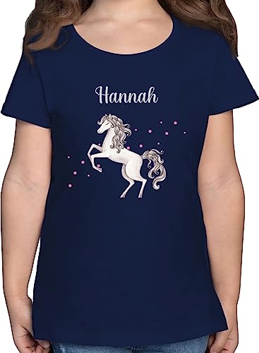 T-Shirt Mädchen - Pferd - Pferde Geschenk Horse Horses - 140 (9/11 Jahre) - Dunkelblau - pferdemotiv Kinder REIT pferdeliebhaber personalisierbar t Shirt pferden Pferdesport von Geschenk mit Namen personalisiert by Shirtracer