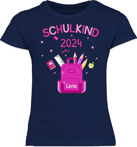 T-Shirt Mädchen - Einschulung - Schulkind 2024-116 (5/6 Jahre) - Navy Blau - 2023 First Day of School Tshirt personalisiertes Schulanfang jetzt Shirt ich Bin kinderkleidung Schulstart von Geschenk mit Namen personalisiert by Shirtracer