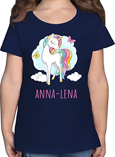 T-Shirt Mädchen - Einhorn Unicorn Einhörner Kinder Geschenk - 116 (5/6 Jahre) - Dunkelblau - eigenem Tshirt Shirt Motiv t personalisierte Shirts Name Kind Geschenke und für personalisiertes von Geschenk mit Namen personalisiert by Shirtracer