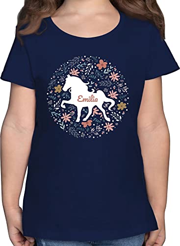 T-Shirt Mädchen - Pferde - Pferd - Pferdemädchen - 140 (9/11 Jahre) - Dunkelblau - Name Tshirt Kinder personalisierte Geschenke Shirt Reiter pferdegeschenk für Sachen von Geschenk mit Namen personalisiert by Shirtracer