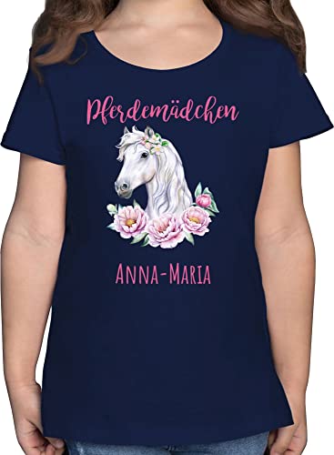 T-Shirt - Pferd Pferde - Reiten Mädchen Namen - Pferdemädchen - 128 (7/8 Jahre) - Dunkelblau - Name Tshirt Geschenk+für+pferdeliebhaber Shirt Geschenke pferden t personalisierte für von Geschenk mit Namen personalisiert by Shirtracer