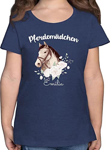 T-Shirt Mädchen - Pferd Pferde - Pferdemädchen II - 140 (9/11 Jahre) - Dunkelblau Meliert - Kinder t Shirts Reitsport Shirt für Reiterin kinderkleidung reitkleidung Reiter Sachen Tshirt von Geschenk mit Namen personalisiert by Shirtracer