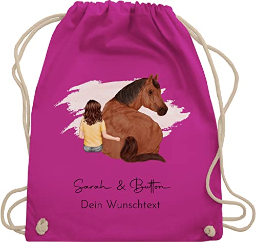 Turnbeutel Rucksack - Pferd - Pferdemädchen Namen - Pferde Mädchen Geschenk - Unisize - Fuchsia - geschenke für reiterinnen und name beutel stoffbeutel kindergarten reit sachen einem von Geschenk mit Namen personalisiert by Shirtracer