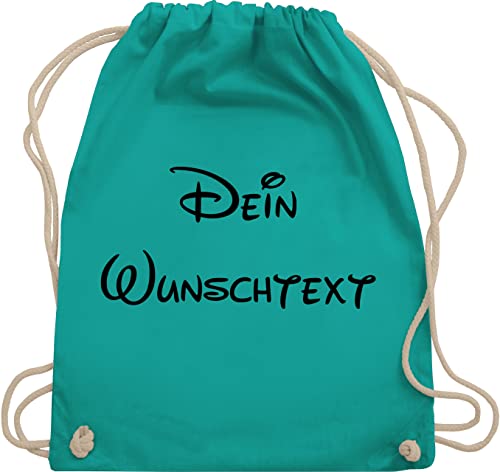 Turnbeutel Rucksack - Aufdruck selbst gestalten - Wunschtext - Unisize - Türkis - beutel wechselkleidung kita drucken lassen stoff stoffbeutel schule personalisierte custom baumwolle von Geschenk mit Namen personalisiert by Shirtracer