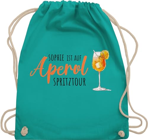 Turnbeutel Rucksack - Karneval Accessoire Fasching - Ist auf Aperol mit Name Spritztour - Mädelsabend JGA Mallorca Mädelsausflug - Unisize - Türkis - beutel karnewal spritz faschings karneval- von Geschenk mit Namen personalisiert by Shirtracer