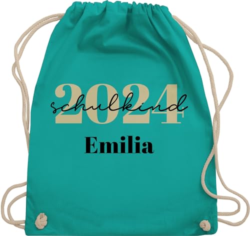 Turnbeutel Rucksack - Schulanfang Einschulung - Schulkind 2024 - Schreibschrift - Unisize - Türkis - mädchen geschenke für jungen 1 klasse junge erster schultag einschul name zur erste schuljahr von Geschenk mit Namen personalisiert by Shirtracer