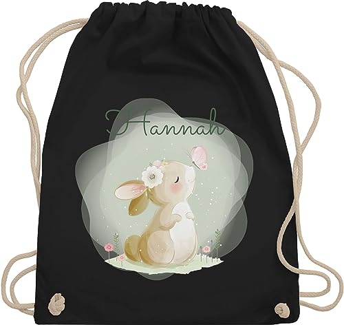 Turnbeutel Rucksack - Süßer Hase Bunny Rabbit Hasen Kaninchen - Unisize - Schwarz - mädchen personalisierter beutel kinder hasenmotiv stoffbeutel - ostern geschenke kindergarten osterhasen von Geschenk mit Namen personalisiert by Shirtracer