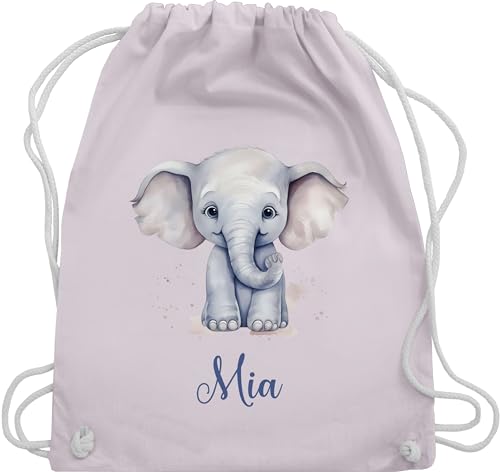 Turnbeutel Rucksack - Zootiere - Elefant Dickhäuter Grauer Riese Rüsseltier - Unisize - Pastell Rosa - elefanten und elephant kita elefantenmotiv kinder junge geschenke name von Geschenk mit Namen personalisiert by Shirtracer