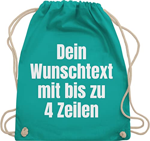 Turnbeutel Rucksack - Aufdruck selbst gestalten - Wunschtext - Unisize - Türkis - zum selbstgestalten beutel, wechselkleidung schule beutel bedrucken selber stoffbeutel aus baumwolle von Geschenk mit Namen personalisiert by Shirtracer