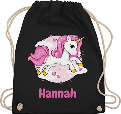 Turnbeutel Rucksack - Einhorn Name - Unicorn Einhörner - Unisize - Schwarz - einhornrucksack unicorns beutel kinderturnbeutel einhörnern stoffbeutel turnsackerl kindergarten kinder mädchen von Geschenk mit Namen personalisiert by Shirtracer