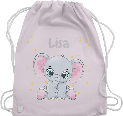 Geschenk mit Namen personalisiert by Shirtracer Turnbeutel Rucksack - Süßer Elefant Elefanten Elefantenkuh Elefantenmotiv - Unisize - Pastell Rosa - elephant und name kinder junge kita geschenke von Geschenk mit Namen personalisiert by Shirtracer