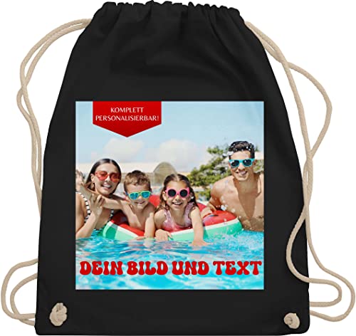 Turnbeutel Rucksack - Bild - Eigenem Foto - Unisize - Schwarz - personalisierter beutel wechselkleidung kita tasche selbst drucken eigenes stoffbeutel turnsackerl kindergarten kinder von Geschenk mit Namen personalisiert by Shirtracer