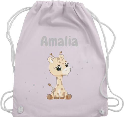 Geschenk mit Namen personalisiert by Shirtracer Turnbeutel Rucksack - Süße Giraffe Giraffen Giraffenbulle Giraffenmotiv - Unisize - Pastell Rosa - name tasche von Geschenk mit Namen personalisiert by Shirtracer