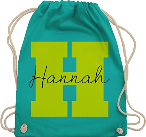 Turnbeutel Rucksack - Buchstabe mit Name - Geschenk mit Namen Persönliches personalisiertes Custom Gift Namen bedrucken Initialen Anfangsbuchstabe Namens Geschenk - Unisize - Türkis von Geschenk mit Namen personalisiert by Shirtracer