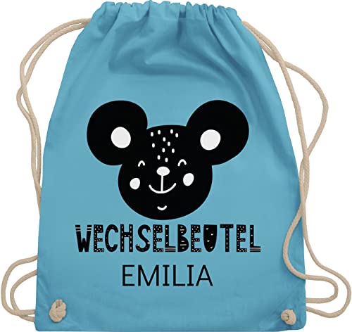 Turnbeutel Rucksack - Kita Beutel Wechselsachen Mädchen - Wechselbeutel mit Maus - Unisize - Hellblau - personalisierte stoffbeutel kindergarten kindergartenkind turnen tasche wechselkleidung von Geschenk mit Namen personalisiert by Shirtracer