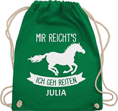 Turnbeutel Rucksack - Pferd Pferde - Mir reichts ich geh reiten - Unisize - Grün - turnsackerl mädchen kindergarten geschenke für reiterin turnsack kita beutel wechselsachen reiterinnen von Geschenk mit Namen personalisiert by Shirtracer