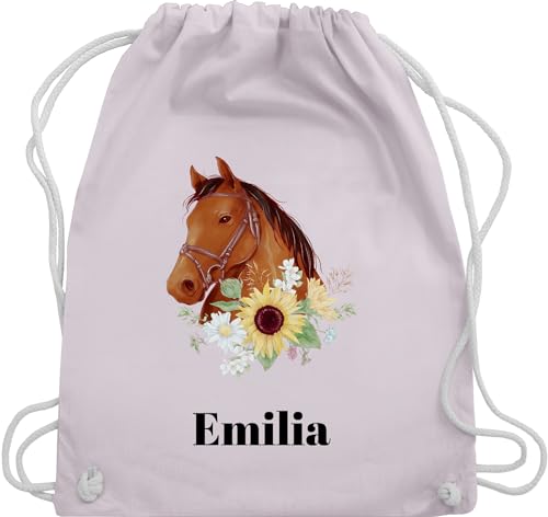 Turnbeutel Rucksack - Pferd - Pferde Mädchen Geschenk I Pferdekopf - Unisize - Pastell Rosa - kinder baumwolle zum reiten pferdeherz stoff pferderucksack pferdegeschenk beutel name von Geschenk mit Namen personalisiert by Shirtracer