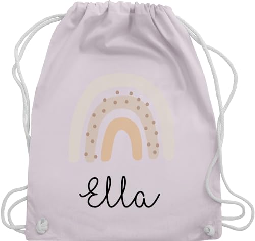 Geschenk mit Namen personalisiert by Shirtracer Turnbeutel Rucksack - Schöner Regenbogen Rainbow - Unisize - Pastell Rosa - name stoffbeutel beutel stoff sportbeutel baumwoll baumwolle von Geschenk mit Namen personalisiert by Shirtracer