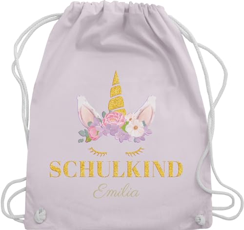 Turnbeutel Rucksack - Schulanfang Einschulung - Einhorn Kopf Blumen - Unisize - Pastell Rosa - schulkind 23 junge einschulungsgeschenke maedchen 1. schultag name kind 2024 schulgeschenke von Geschenk mit Namen personalisiert by Shirtracer