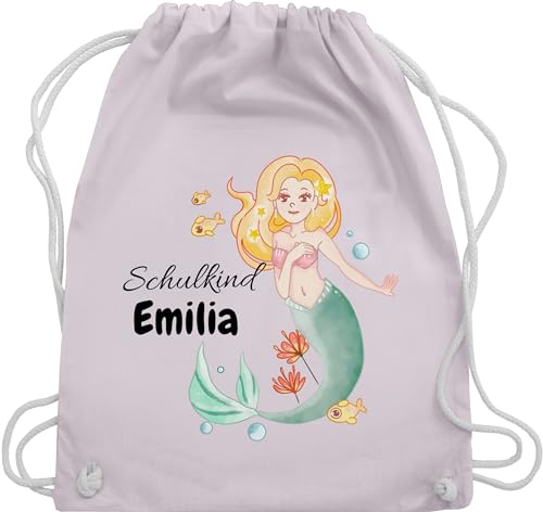 Turnbeutel Rucksack - Schulanfang Einschulung - Meerjungfrau Schulkind - Unisize - Pastell Rosa - junge personalisierte einschulungsgeschenke jungen geschenke 1. schultag name mädchen von Geschenk mit Namen personalisiert by Shirtracer