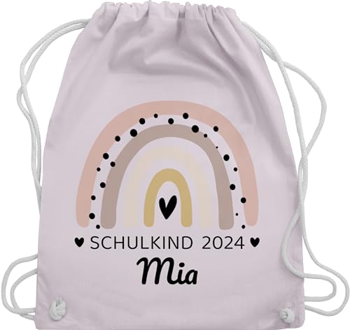 Turnbeutel Rucksack - Schulanfang Einschulung - Regenbogen Schulkind 2024 - Unisize - Pastell Rosa - mädchen personalisierte geschenke schulanfänger für einschulungsgeschenk maedchen von Geschenk mit Namen personalisiert by Shirtracer