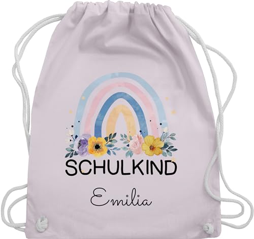 Turnbeutel Rucksack - Schulanfang Einschulung - Regenbogen Schulkind - Unisize - Pastell Rosa - mädchen personalisierte geschenke schulanfänger für einschulungsfeier maedchen einschulungsgeschenk von Geschenk mit Namen personalisiert by Shirtracer