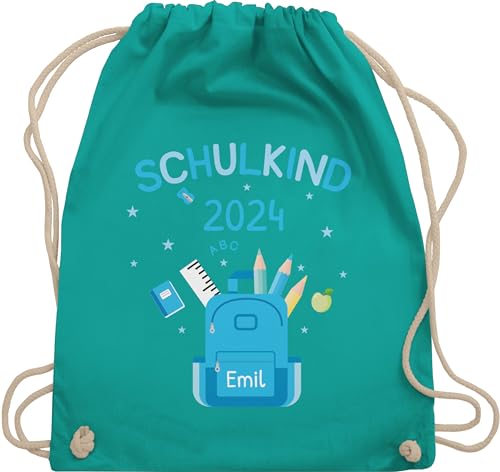 Turnbeutel Rucksack - Schulanfang Einschulung - Schulkind 2024 - Unisize - Türkis - für schulanfänger junge einschulgeschenk personalisierte geschenke mädchen einschulungsgeschenk erstklaessler von Geschenk mit Namen personalisiert by Shirtracer