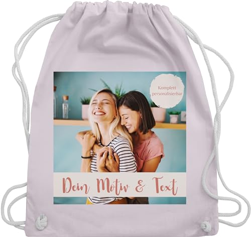 Turnbeutel Rucksack - eigenem - Foto Bild - Unisize - Pastell Rosa - aufdruck selbst erstellen name und selber beschriften wunschbild personalisierte geschenke photo logo bedrucken eigener text von Geschenk mit Namen personalisiert by Shirtracer