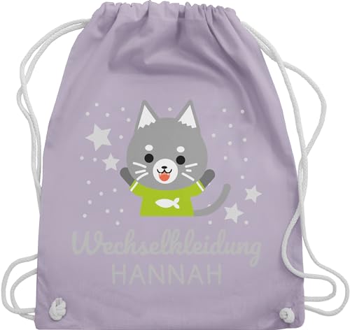 Turnbeutel Rucksack - Kita Beutel Wechselsachen Mädchen - Wechselkleidung Katze - Unisize - Pastell Lila - personalisierter wechselbeutel stoffbeutel groß kindergarten kitarucksäcke junge von Geschenk mit Namen personalisiert by Shirtracer