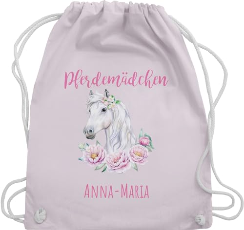 Turnbeutel Rucksack - Pferd Pferde - Reiten Mädchen Namen - Pferdemädchen - Unisize - Pastell Rosa - pferdeliebhaber personalisierbar stoff pferderucksack geschenke reiter beutel name von Geschenk mit Namen personalisiert by Shirtracer