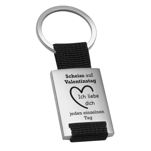 Geschenke 24 Schlüsselanhänger mit Gravur I Valentinstag (Schwarz - VS&RS) I Lustige Geschenkidee für Partner, Freund oder Freundin I Kleines Valentinstagsgeschenk I Anhänger Liebe mit Herz graviert von Geschenke 24