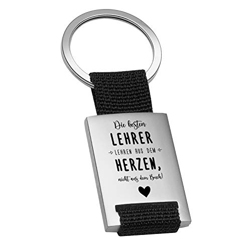 Geschenke 24 | Schlüsselanhänger personalisiert Die besten Lehrer (Schwarz - VS) | graviert mit Spruch und Name | Abschiedsgeschenk für Kollegen | kleine Aufmerksamkeit von Geschenke 24