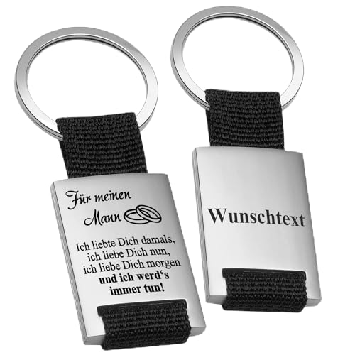 Geschenke 24 | Schlüsselanhänger personalisiert - Ich liebte Dich: Partneranhänger mit Spruch (Mann,Schwarz - VS&RS)| Hochzeitstagsgeschenk | Valentinstagsgeschenk | kleine Aufmerksamkeit von Geschenke 24