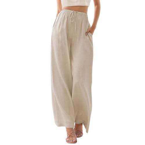 Getervb Hosen Leinen Damen Sommer Leicht Casual Leinenhose Damen Lang Locker Palazzo Hose Elegant High Waist Stoffhose Weites Bein Mit Taschen Getervb Hosen Leinen Damen Sommer Leicht Casual Leinenhose Damen Lang Locker Palazzo Hose Elegant High Waist Stoffhose Weites Bein Mit Taschen von Getervb