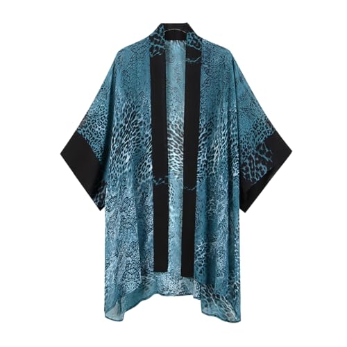 Damen Bohemian Chiffon Kimono Cardigan Strand Cover Up Bikini Schal Bluse für Bademode Beachwear, Pfauenblauer Leopardenmuster, Einheitsgröße Mehr Damen Bohemian Chiffon Kimono Cardigan Strand Cover Up Bikini Schal Bluse für Bademode Beachwear, Pfauenblauer Leopardenmuster, Einheitsgröße Mehr von Getitsoon