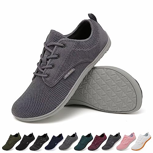 Geweo Barfuss Schuhe Damen Barfußschuhe Herren Barfussschuhe Barfuß Sneaker Breite Füße Barefoot Shoes Minimalschuhe Fitnessschuhe Sport Yoga Gym Sommer Outdoor, Grau Gr.45 von Geweo