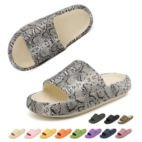 Geweo Hausschuhe Damen Badelatschen Herren Dick Eva Cozislides Original Slippers Super Weich Wolken Hausschuhe Badeschlappen rutschfeste Badeschuhe Bequem Slides Unisex Schlangenmuster 42/43EU von Geweo