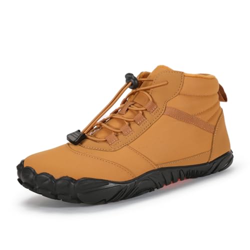 Barfußschuhe Winter Herren Damen Winterstiefel Outdoor Warm rutschfest Wasserdicht Gefüttert Winterschuhe Damen Herren Traillaufschuhes, 45 EU von Geymxzik