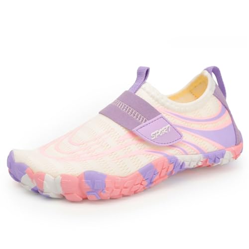 Geymxzik Kinder Barfußschuhe Zehenschuhe Barfussschuhe Fitnessschuhe Strandschuhe Schnell Trocknend Schwimmschuhe Wasserschuhe Aquaschuhe für Jungen Mädchen, 26EU von Geymxzik