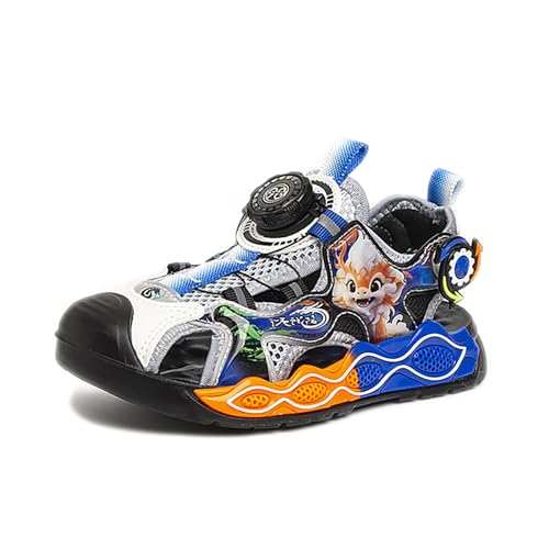 Geymxzik Kinder Sommerschuhe Sandalen Jungen Mädchen Sommer Sandalen mit Drehknopf Strand Wandersandale Trekkingsandalen Sport Outdoor xx428 blau EU 31 von Geymxzik