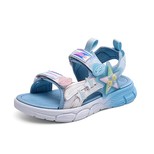 Geymxzik Kinder Sommerschuhe sandalen Jungen Mädchen Sommer Sandalen Strand Wandersandale Trekkingsandalen Sport- Outdoor L779 Weiß blau EU 35 von Geymxzik