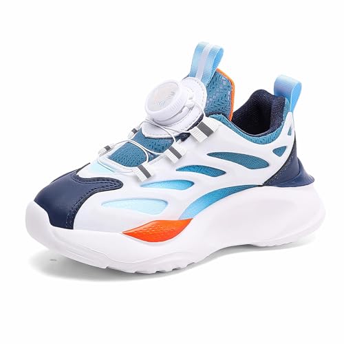 Geymxzik Kinderschuhe Jungen Mädchen Sportschuhe Laufschuhe Turnschuhe mit Drehknopf Atmungsaktiv Mode Leicht Turnschuhe Sneakers 1529P Dunkelblau EU 29 von Geymxzik