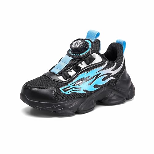 Geymxzik Kinderschuhe Jungen Mädchen Sportschuhe Turnschuhe Kinder Laufschuhe mit rutschfest Leicht Halle Sohle Sneakers J508 Schwarz blau EU 37 von Geymxzik