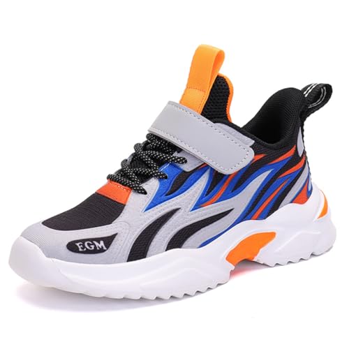 Geymxzik Laufschuhe Kinder Turnschuhe Jungen Mädchen Leicht Klettverschluss Sportschuhe Atmungsaktiv Mesh Sneakers Freizeit Schuhe 33EU von Geymxzik