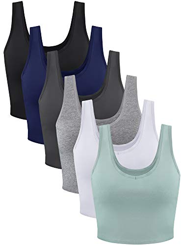 Basic-Crop-Tanktop für Damen, ärmellos, Racerback, Sport-Crop-Top, 6er-Pack, Niedlicher Stil, Groß von Geyoga