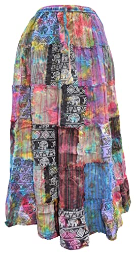 Gheri Womens Patchwork Gypsy Bedruckter Hippie-Rock mit Blumenstickerei C von Gheri