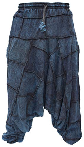 Ninja Aladdin Genie Patchwork-Haremshose aus Leichter Baumwolle mit tiefem Schritt für Herren Blau SM Ninja Aladdin Genie Patchwork-Haremshose aus Leichter Baumwolle mit tiefem Schritt für Herren Blau SM von Gheri