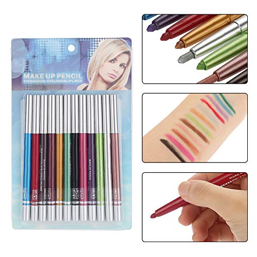 Ghzste 12 Farben Wasserdicht Langlebig Lidschatten Eyeliner Lipliner Bleistift Kosmetik Stift Make-Up Set von Ghzste