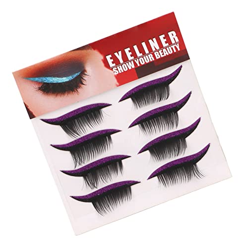 Ghzste 4 Paar Eyeliner-Wimpernaufkleber-Set, Wiederverwendbar, Wasserdicht, Langlebig, Selbstklebend, Glitzer-Eyeliner-Aufkleber-Set (Lila) von Ghzste